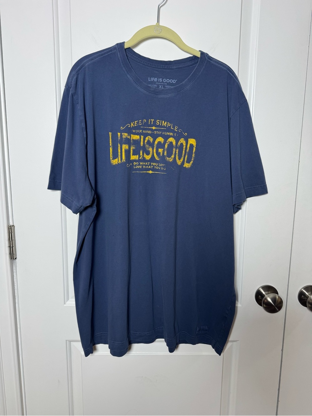 Life Is Good Men’s XL Crusher Tee Keep It Simple Blue Graphic T-Shirt
